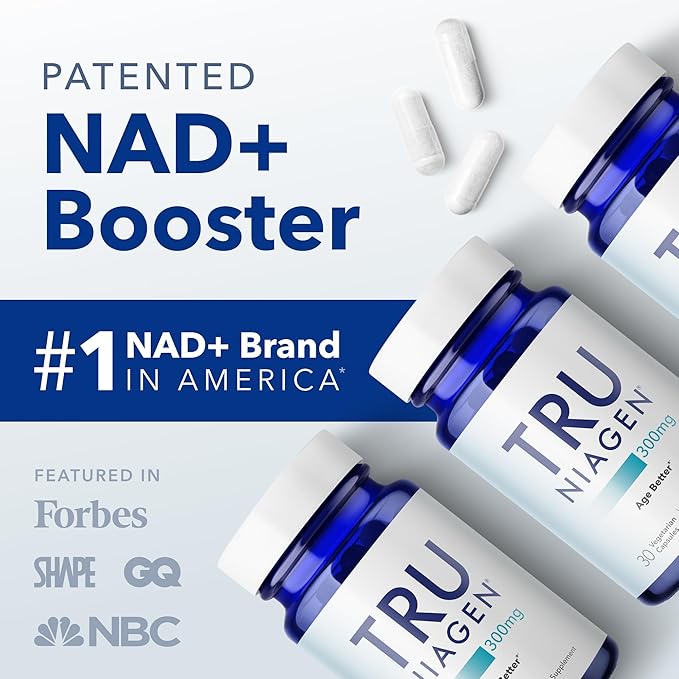 TRU NIAGEN Patented NAD Supplement for Brain Function Anti Aging &amp Cell Regeneration 300mg Niagen 30 Servings | Supports Cellular Energy Muscle | Nicotinamide Riboside (NR) Take 1 Daily | 3 Bo