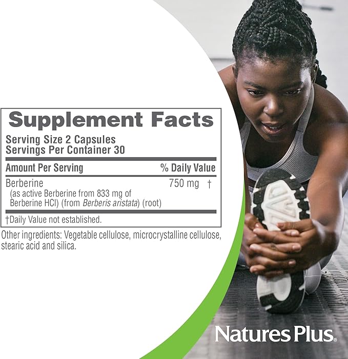 NaturesPlus PRO Berberine 750 mg - 60 Capsules - Supports Healthy Metabolism - Non-GMO Vegan &amp Gluten Free - 30 Servings
