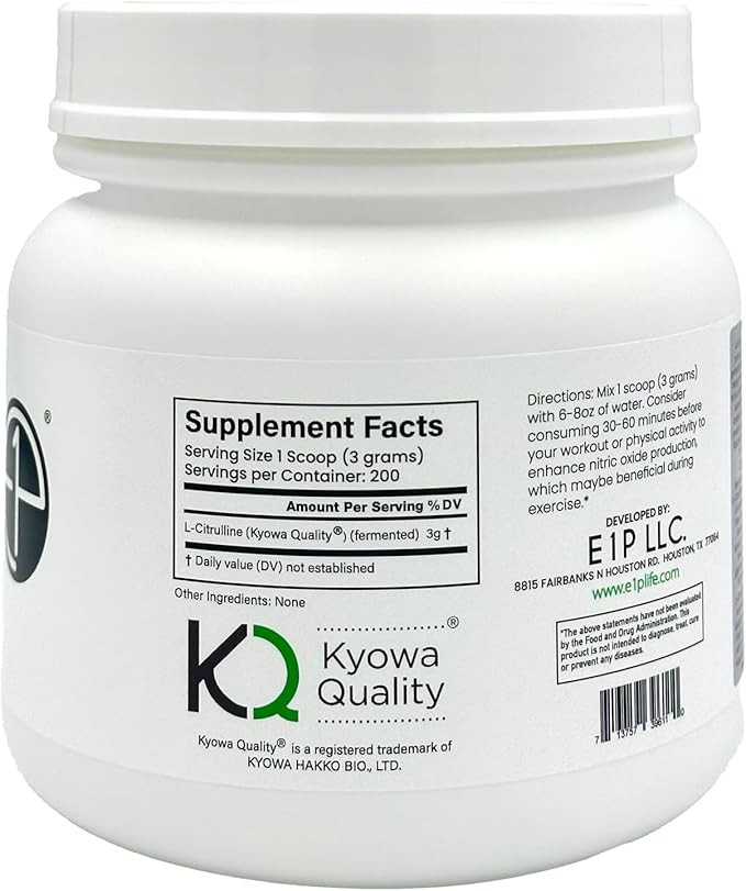 L-Citrulline 600grams (200 Servings) Unflavored Non-GMO Vegan Fermented Third-Party Lab Tested. Made with Halal and Kosher Certified Ingredients.