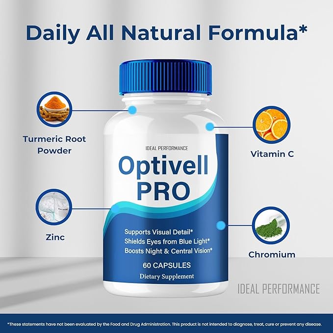Optivell Eye Capsules Optivell Pills Supplement - Maximum Strength All Natural Visual Wellness and Crystal Clear View Advanced Formula Optivell Vision Support Reviews (5 Pack)