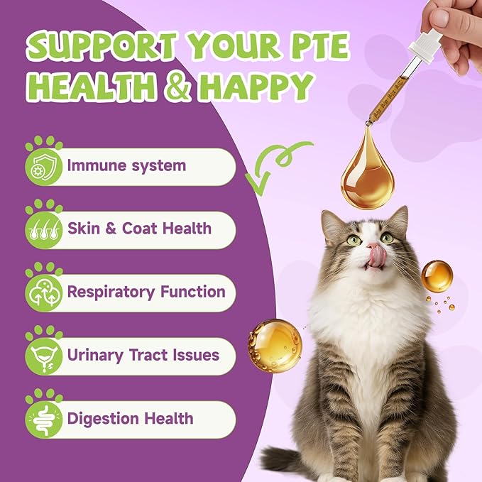L-Lysine for Cats Cat Lysine for Feline Respiratory Sneezing Runny Nose Eye Function Mushroom for Dogs &amp Cats - Support Immune System Digestion Skin &amp Coat