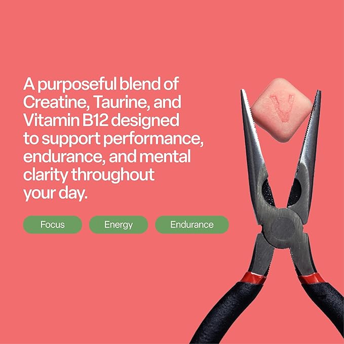 VYBRANCE LABS 3-in-1 Creatine Monohydrate Gummies | 5g Creatine + Taurine + Vitamin B12 | Muscle Strength Brain Energy &amp Focus | Sugar-Free Vegan | Men &amp Women | Watermelon