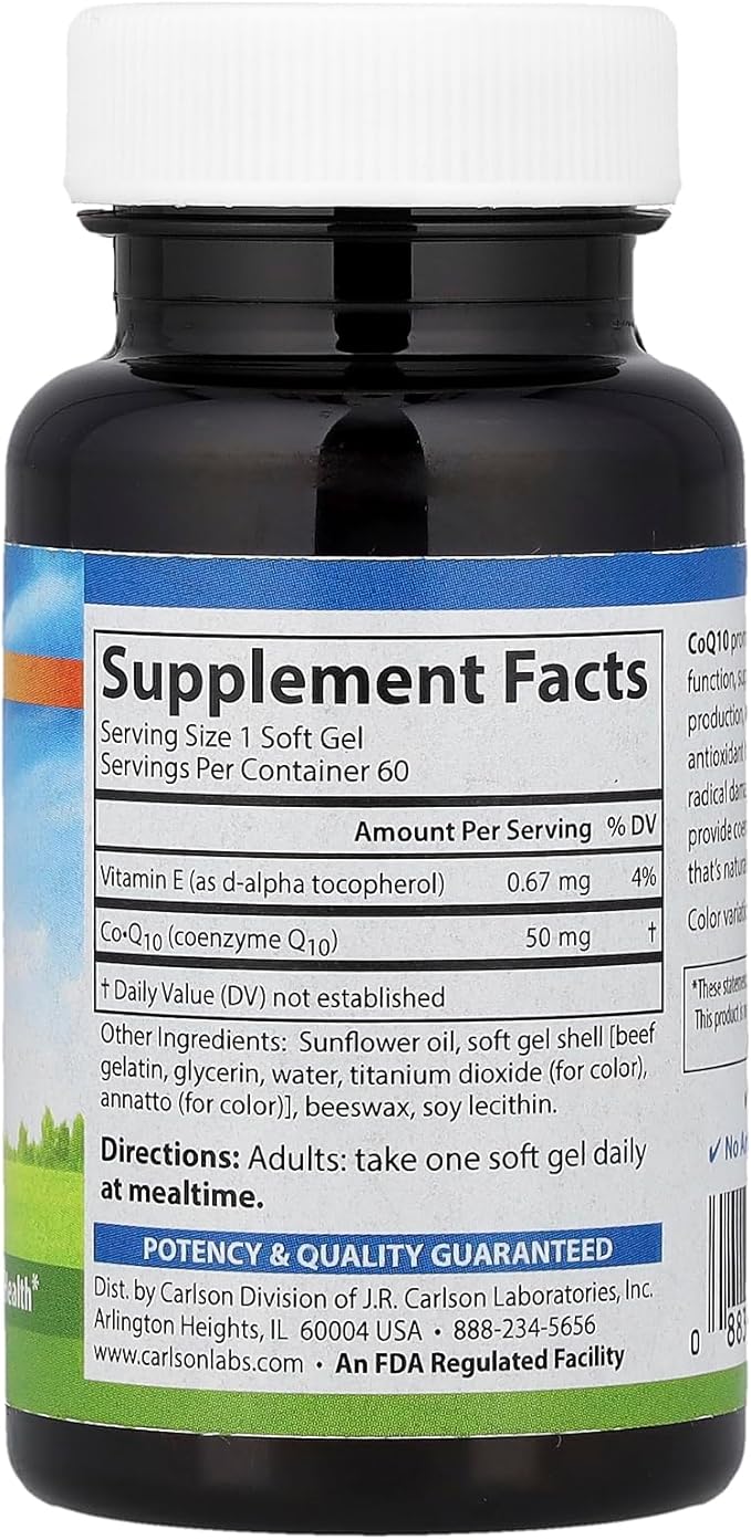 Carlson Labs Co-Q-10 50mg 60 Softgels