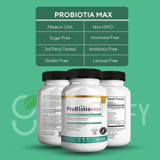ProBiotia Max 40 Billion CFU Extra Strength Oral Probiotic Supplement 60 Capsules Supports Teeth and Gum Health Gluten Free (1)