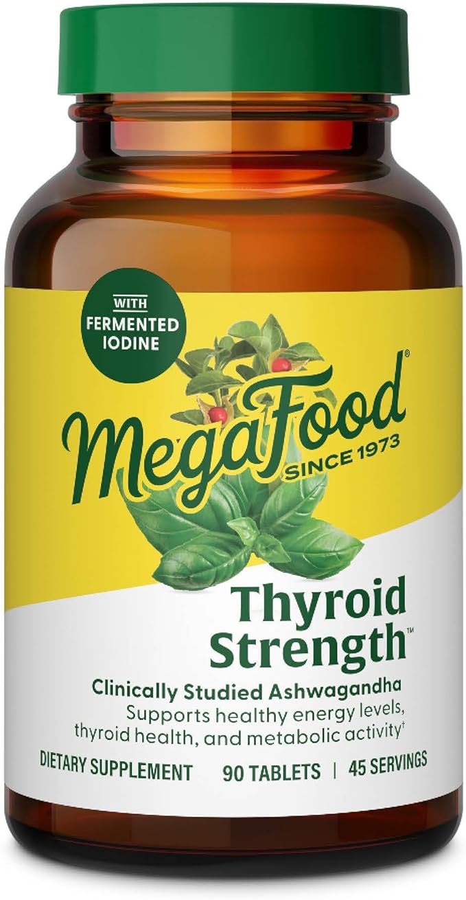 MegaFood Thyroid Strength - Mineral Supplement- Thyroid Support for Women with Ashwagandha Zinc Selenium Copper Iodine &amp L-Tyrosine - 90 Tabs (45 Servings)