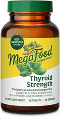 MegaFood Thyroid Strength - Mineral Supplement- Thyroid Support for Women with Ashwagandha Zinc Selenium Copper Iodine &amp L-Tyrosine - 90 Tabs (45 Servings)