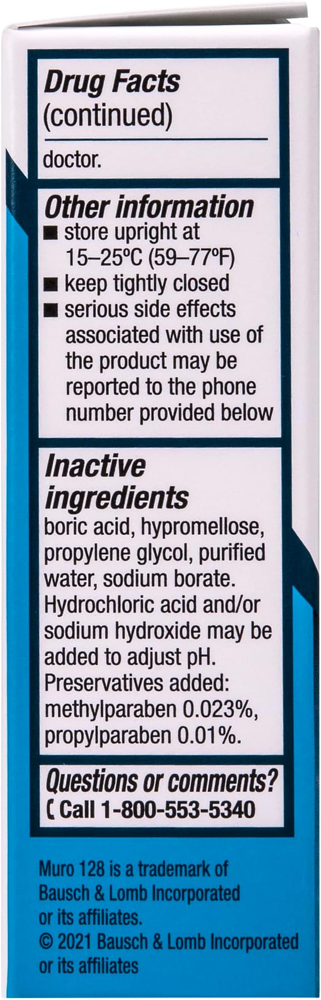 Muro 128 5% Sodium Chloride Hypertonicity Ophthalmic Solution from Bausch + Lomb 0.5 Fl Oz (15 mL) - 3 Pack