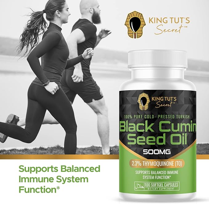 KING TUT'S SECRET Black Seed Capsules - 500 mg 100 Softgels - Nigella Sativa Extract Black Cumin Supplement for Hair Antioxidant Support Immune System - Halal Black Seed Cumin Oil Capsules