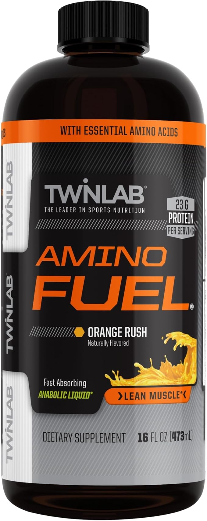 Twinlab Amino Fuel - Pre-Workout and Post-Workout Energy Drink &amp Supplement -16 fl oz Orange Rush