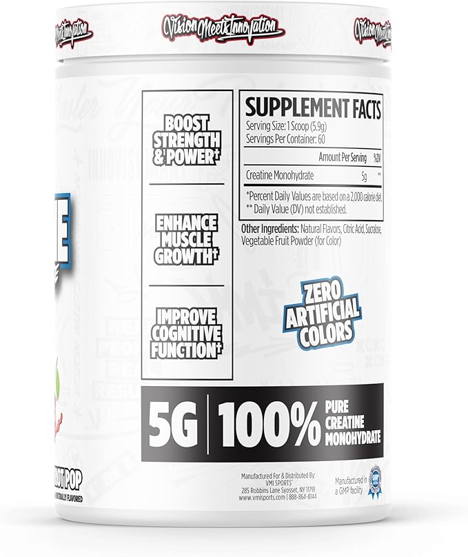 VMI Sports Creatine Monohydrate Powder Muscle Mass – Strength – Size – Power | 5 Grams per Serving (60 Servings Patriot Pop)