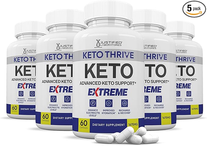 (5 Pack) Keto Thrive Keto ACV Extreme Pills 1675MG Keto Support Blend Capsule Alternative Keto ACV Gummies Formulated Apple Cider Vinegar Extra Virgin Olive Oil Powder Green Tea Leaf 300 Capsules