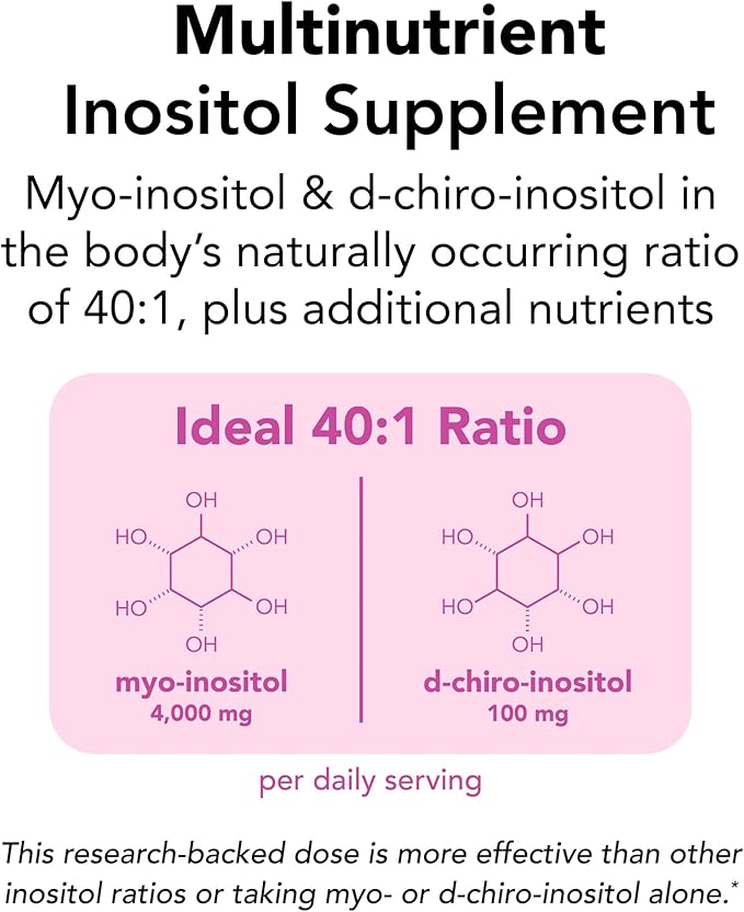 Theralogix Ovasitol Plus Metabolic Health Supplement - Myo-Inositol &amp D-Chiro Inositol+Chromium Picolinate+Alpha-lactalbumin &amp Vitamin D - 90-Day Supply - Unflavored - 180 Count
