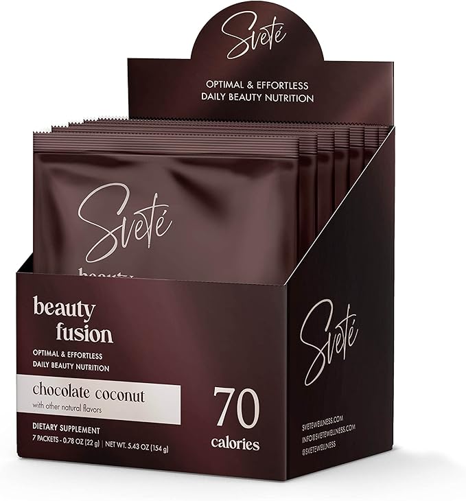 Hydrolyzed Multi Collagen for Women + Vitamins Biotin Hyaluronic Acid CoQ10 Probiotics Zinc | Keto Chocolate Protein Drink Powder (7 Travel Packs) Hair Skin Beauty Supplement by Svete