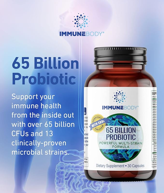 Ultimate Digestive Health Probiotic - 65 Billion CFU 13 Probiotic Strains SBOs Prebiotic | Immune Support | Men &amp Women | Digestive Health Probiotics | Gut Health - 30 Capsules