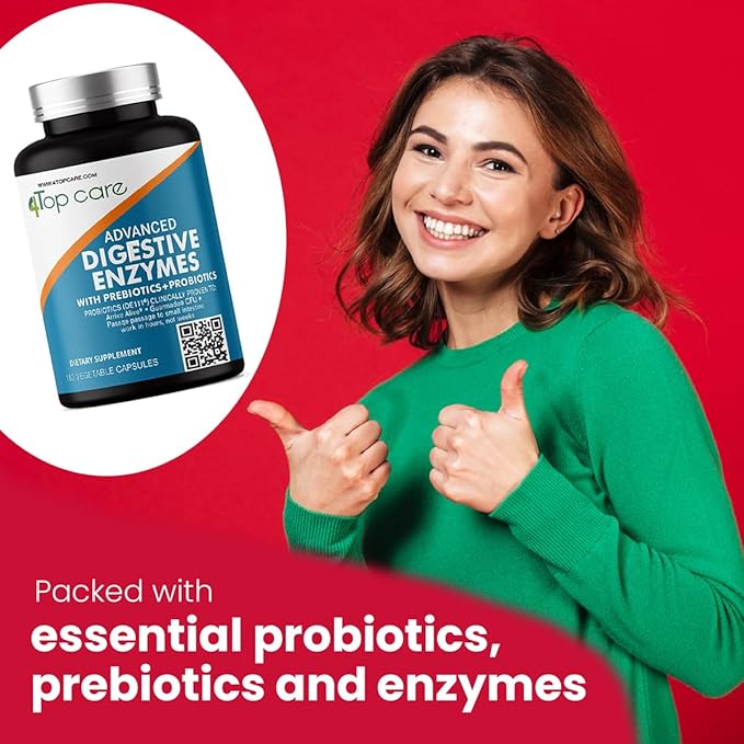 H4U Advanced Digestive Enzymes: an Ultimate Health Solution with Probiotics Prebiotics and Enzymes for Both Women and Men. Vegetarian Digestive Enzyme Supplement (180 - Count)