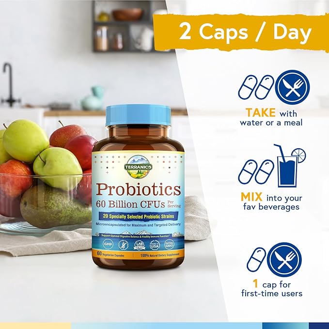 Terranics Probiotics &amp CoQ10 Bundle Heart &amp Digestion Health 60 Billion Probiotics Bioactive Coenzyme Q10 200mg Extra Virgin Olive Oil Bundle &amp Save