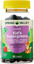 H4U Spring Valley Kids Supergreens with Prebiotic Fiber and Probiotic Vegetarian Gummies 60 Count