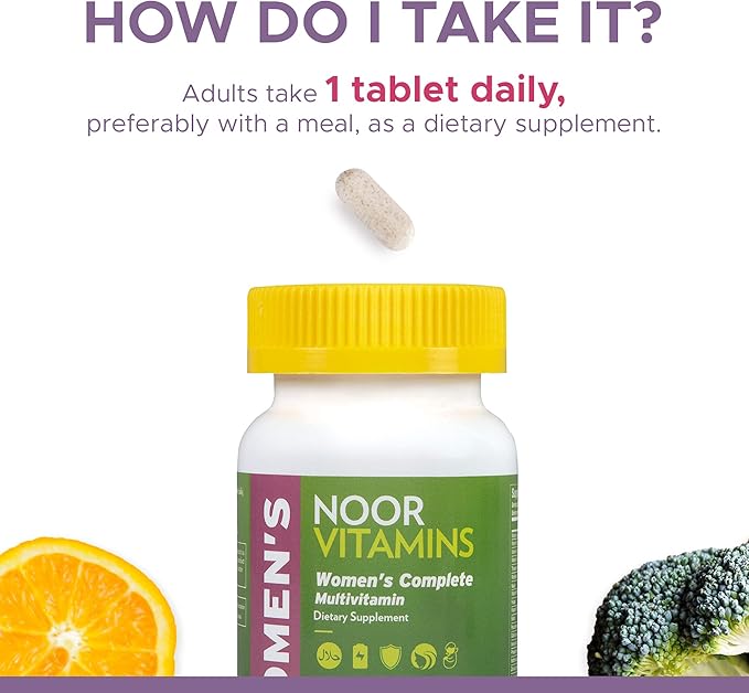 Noor Vitamins Halal Womens Multivitamin &amp Mineral I Once Daily Vitamin Supplement I Vegan | Supports Energy Immunity Metabolism Healthy Appearance and Stages of Motherhood I 2-Month Supply
