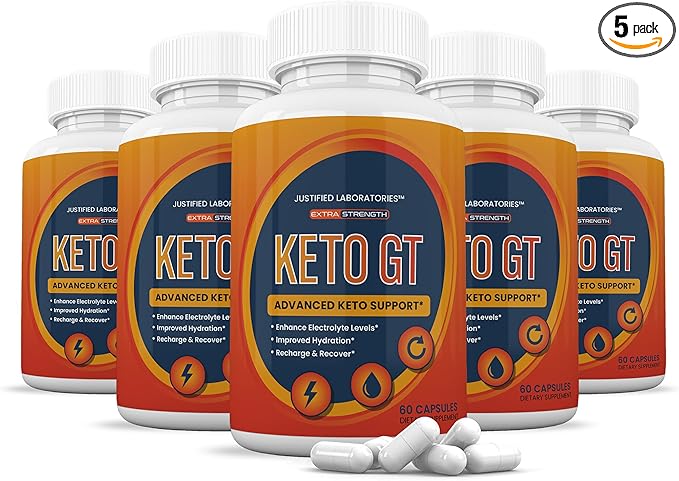 (5 Pack) Keto GT Keto Pills 1275MG New &amp Improved Formula Contains Apple Cider Vinegar Extra Virgin Olive Oil Powder Green Tea Leaf 300 Capsules