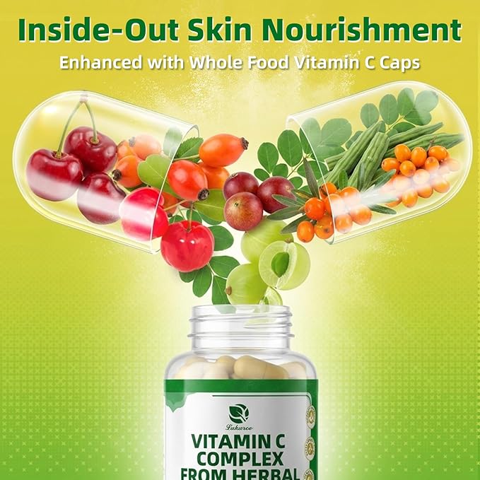 Vitamin C Serum for Face 20% Brightening Face Serum with Sodium Hyaluronate for Dark Spots &amp Fine Lines – Support Collagen &amp Skin Radiance Plus Vit C Caps for Inside-Out Support 1 Fl Oz + 6