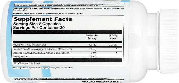 Nutra Biogenesis BioLipotrol - Red Yeast Rice CoQ10 Supplement for Cellular Energy Support Coenzyme Q-10 &amp Niacin - 60 Capsules