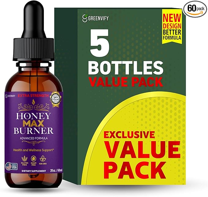 Honey Max Burner Extra Strength Dietary Supplement Advanced Formula with L-Arginine 2 fl oz Gluten Free Sugar Free Non-GMO (5)