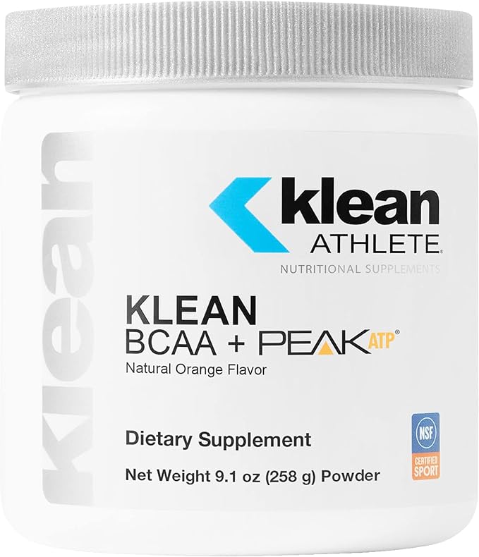 Klean Athlete Klean BCAA + Peak ATP | Amino Acid Supplement for Muscle Building Workout Recovery and Lean Muscle | 9.1 Ounces | Natural Orange Flavor