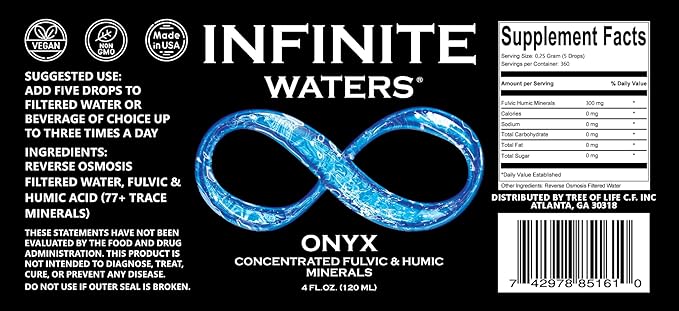 INFINITE WATERS - Fulvic Humic Acid Health Supplement – Organic Detox Immune Boost &amp Nutrient Absorption (4 fl oz)