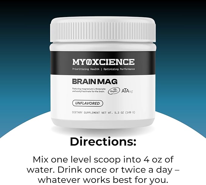 MYOXCIENCE Brain Mag | Magnesium L-Threonate Magtein &amp Magnesium Glycinate Powder (Unflavored) (60 Servings)