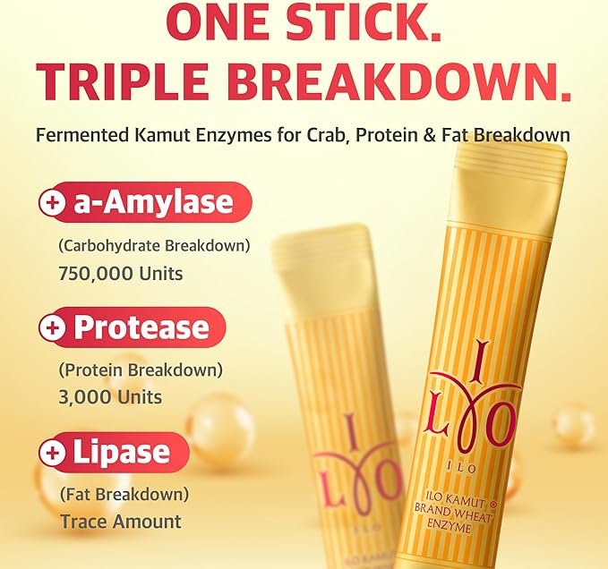 ILO Kamut Enzyme Complex – Digestive Health and Natural Metabolic Activation – Fermented Ancient Grains with Spicy Botanicals 30 Sticks