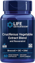 Life Extension Cruciferous Vegetable Extract &amp Resveratrol Broccoli Cabbage resveratrol Supports Cellular Protection Gluten-Free Non-GMO Vegetarian 60 Capsules