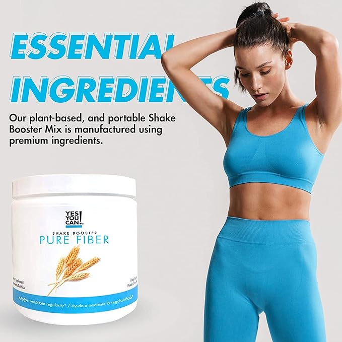 Yes You Can! Shake Booster Pure Fiber Add to Complete Meal Replacement Shakes or Protein Shakes Boost Shake with Sugarcane Fiber and Acacia Gums Protein Shake Booster - Pure Fiber (4 Pack)