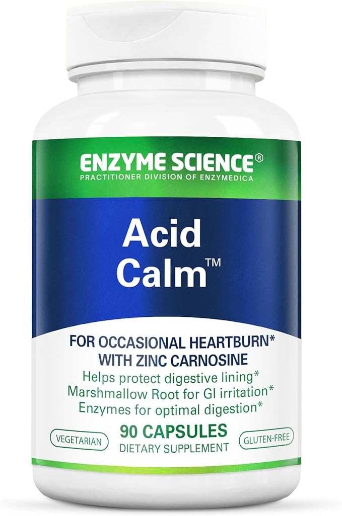 Enzyme Science Acid Calm 90 Capsules – for Occasional Heartburn and Indigestion – Digestion Enzyme Supplement – Digestive Aid – Vegetarian Capsules