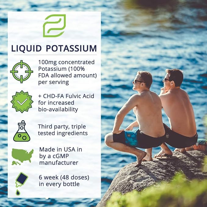Liquid Ionic Potassium Citrate Supplement | Potassium Electrolyte | Support Healthy Heart | Healthy Gut pH Balance | Support Muscle Health | 8oz 48 Day Supply