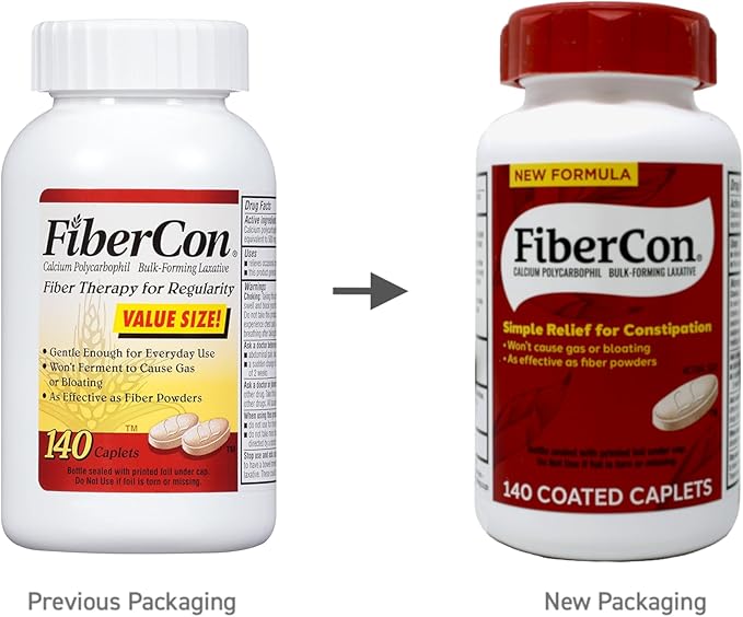FiberCon Fiber Therapy for Regularity 140 Caplets Pack of 3