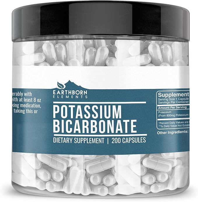 Earthborn Elements Potassium Bicarbonate 200 Capsules Pure &amp Undiluted No Additives