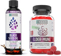 ZHOU Black Seed Oil &amp Elderberry Gummies with Vitamin C &amp Zinc - Black Cumin Seed Oil Cold Pressed Nigella Sativa Daily Immune Support Supplement for Women &amp Men - Pack of 2 8 fl oz + 6