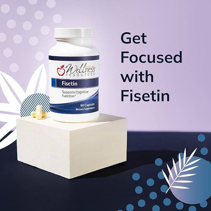 Wellness Resources Fisetin - Novusetin Fisetin Supplement for Longevity Memory Focus Brain Health - Senolytic and Situin Activator - Gluten-Free Non-GMO Vegan (100mg 90 Capsules)