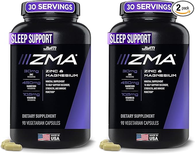 ZMA JYM Zinc &amp Magnesium Supplement - Zinc Magnesium and Vitamin B6 YM Supplement Science 90 Vegetarian Capsules (Pack of 2)
