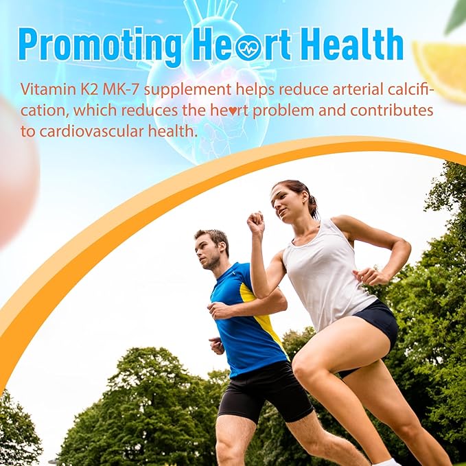 Vitamin K2 MK-7 Gummies 100mcg Extra Strength K2 Vitamin Supplement for Bone &amp He-Art Support Chewable Natural Orange Flavor Non GMO Vegan 60 Gummies