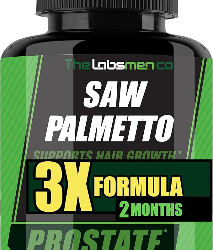 3X Formula Natural Prostate Health Supplements for Men - Saw Palmetto Reduce Nighttime Bathroom Trips + Hair Growth/Hair Loss Prevention 2-Mons (60 Count (Pack of 1))