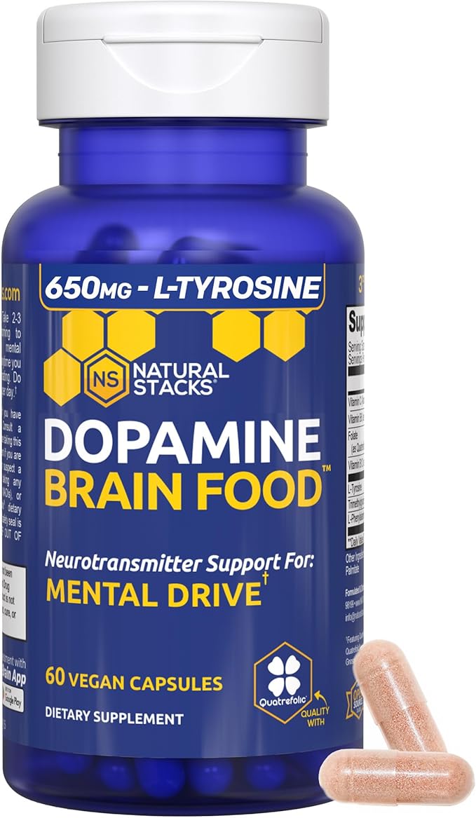 NATURAL STACKS Dopamine Brain Food + Creatine Monohydrate Bundle - Supports Mental Drive &amp Brain Health* - Advanced Absorption Formula - 180 Total Capsules