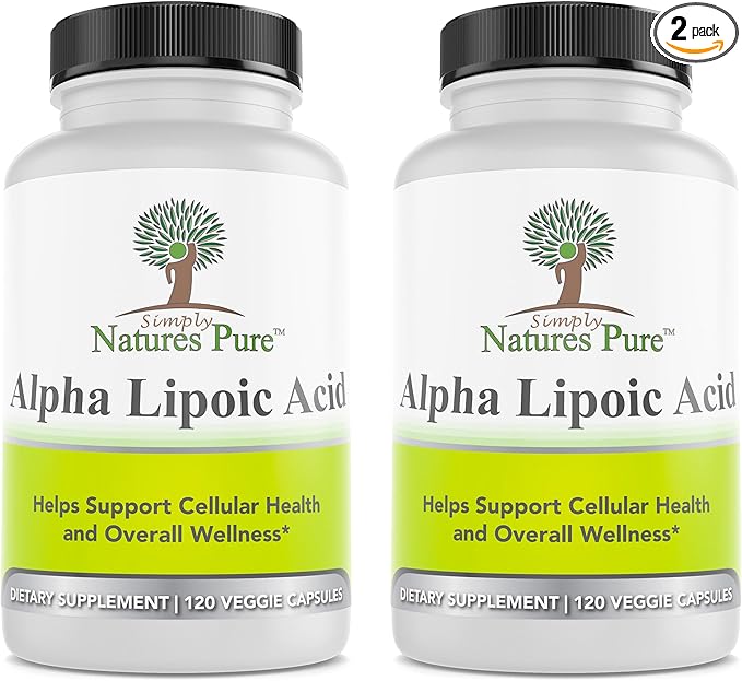 Simply Natures Pure Alpha Lipoic Acid 600mg 240 Veggie Capsules Non-GMO Thioctic Acid 8 Month Supply
