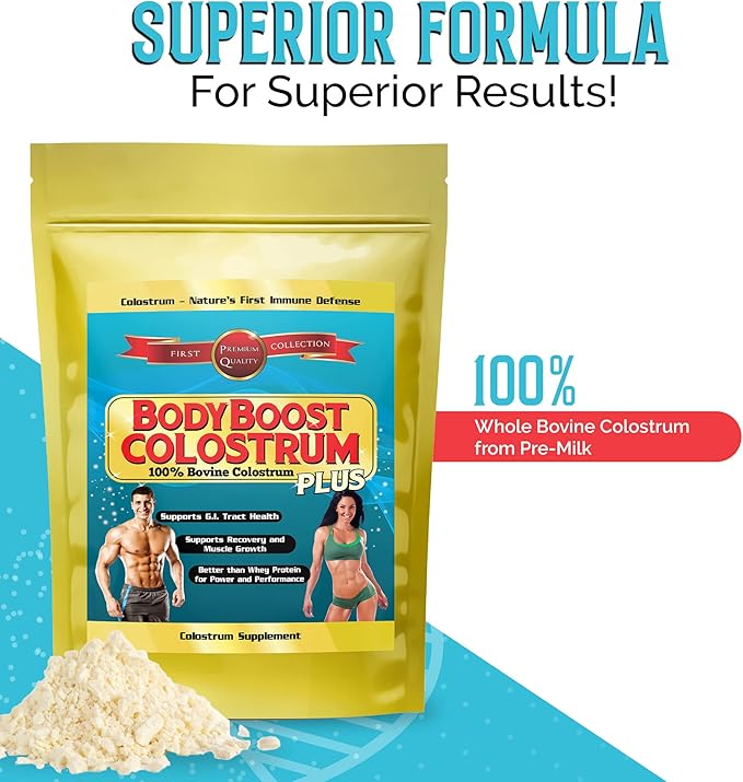 BodyBoost Colostrum Whole 100% Bovine Colostrum Powder Immune Booster Supplement with Immunoglobulin &amp LactoferrinGrass Fed Colostrum Gut Health &amp Muscle Growth Diverse Intake 1 kg 35 o