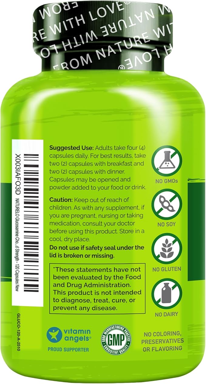 NATURELO Glucosamine Chondroitin MSM with Boswellia and Vitamin C - Supplement for Joint Comfort Mobility and Strength - 120 Capsules (Pack of 2)