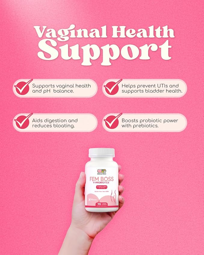Women's Probiotic with Cranberry - 7.5 B CFUs for Vaginal &amp Gut Microbiome Support - 90 Vegan Capsules Gluten Free