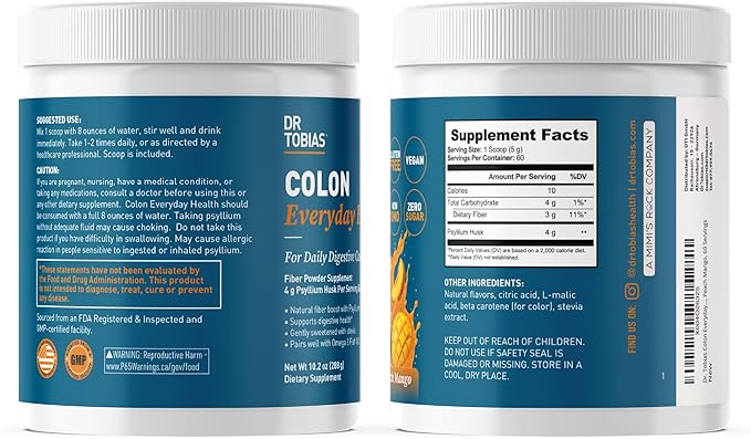Dr. Tobias Fat Burner Nightly &amp Colon Everyday Health Peach Mango – Nighttime Metabolism Support &amp Daily Psyllium Fiber Drink for Digestive Health