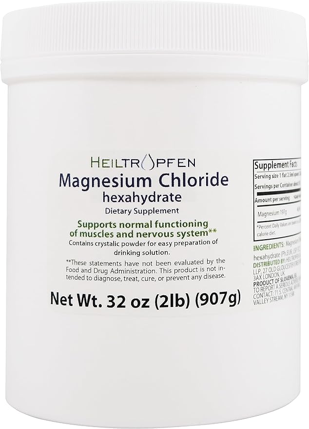 2 Pounds Magnesium Chloride Hexahydrate | Pharmaceutical Grade Ingredients | Third-Party Tested | Crystal Powder | Pure Ph. EUR. BP USP 100% | Heiltropfen®