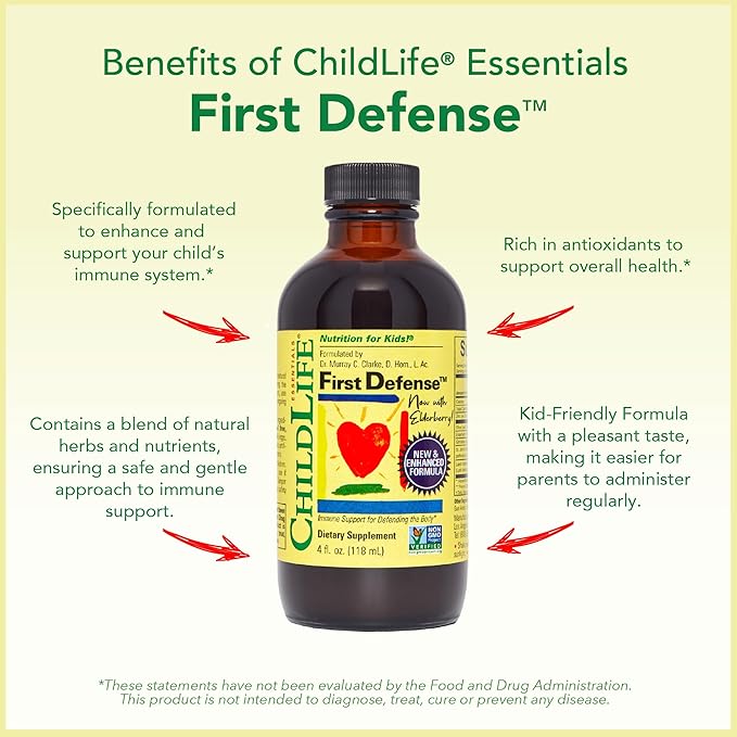 CHILDLIFE ESSENTIALS Immune Support 3-Pack - Liquid Vitamin C First Defense and Echinacea - Immune Boosting Supplements for Infants Toddlers and Kids