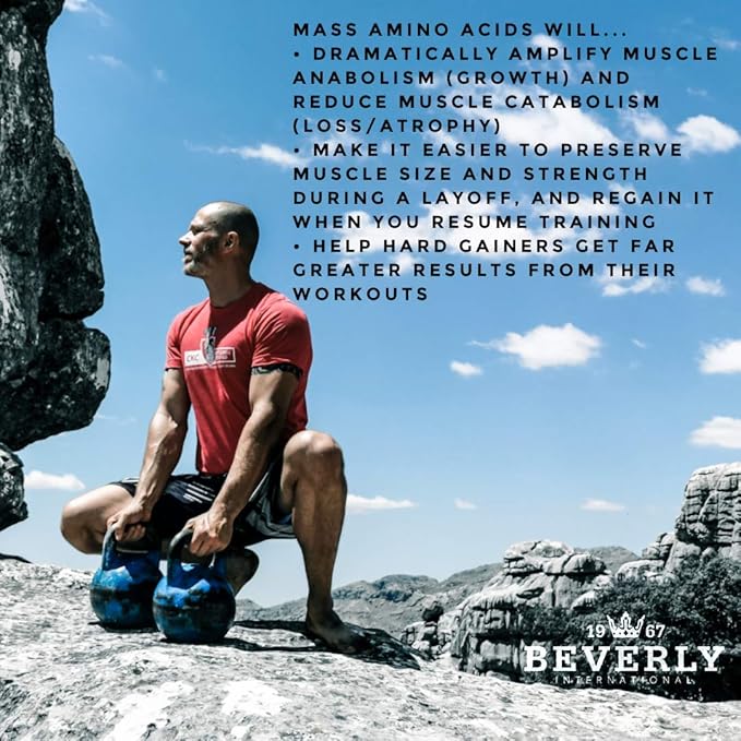 Beverly International Mass Amino Acids 500 Tabs. Use Pre-Post Workout with Meals Essential for Muscle Recovery and Repair. Complete Amino Acid Profile